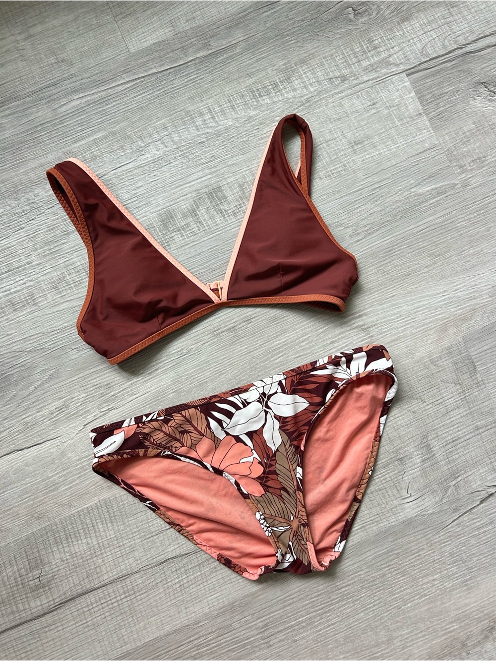 Aerie Floral Rust Bikini Set - Two-Piece Swimwear